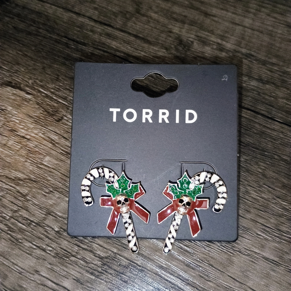 Torrid Candy Cane Skull Earrings